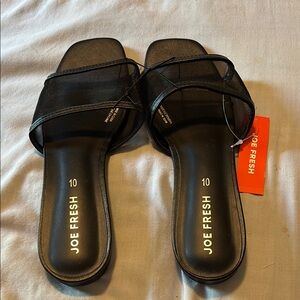 Joe Fresh Black Slide Sandals with Wide Straps